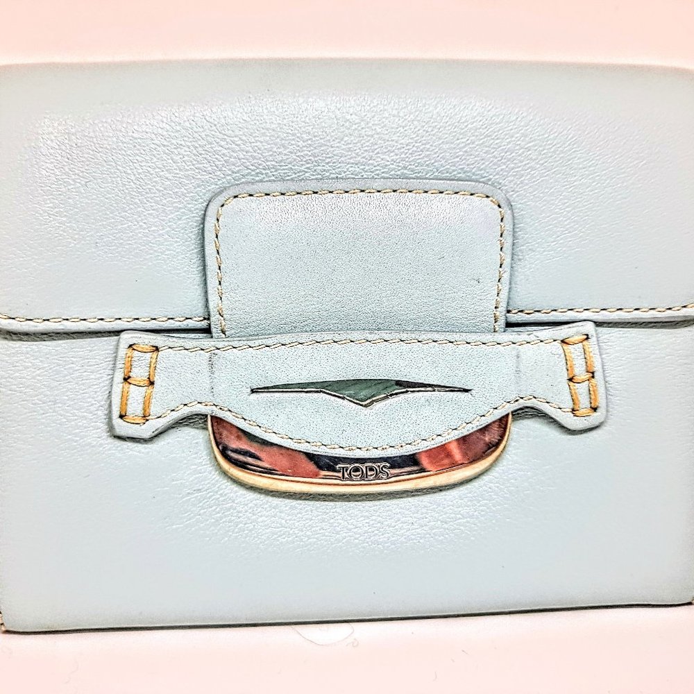NWOT Vintage TOD'S light robins egg blue leather wallet